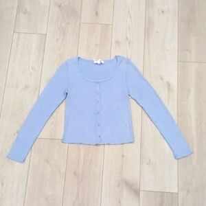 Pink Rose Purple Long Sleeved Square Neck Top, Size L